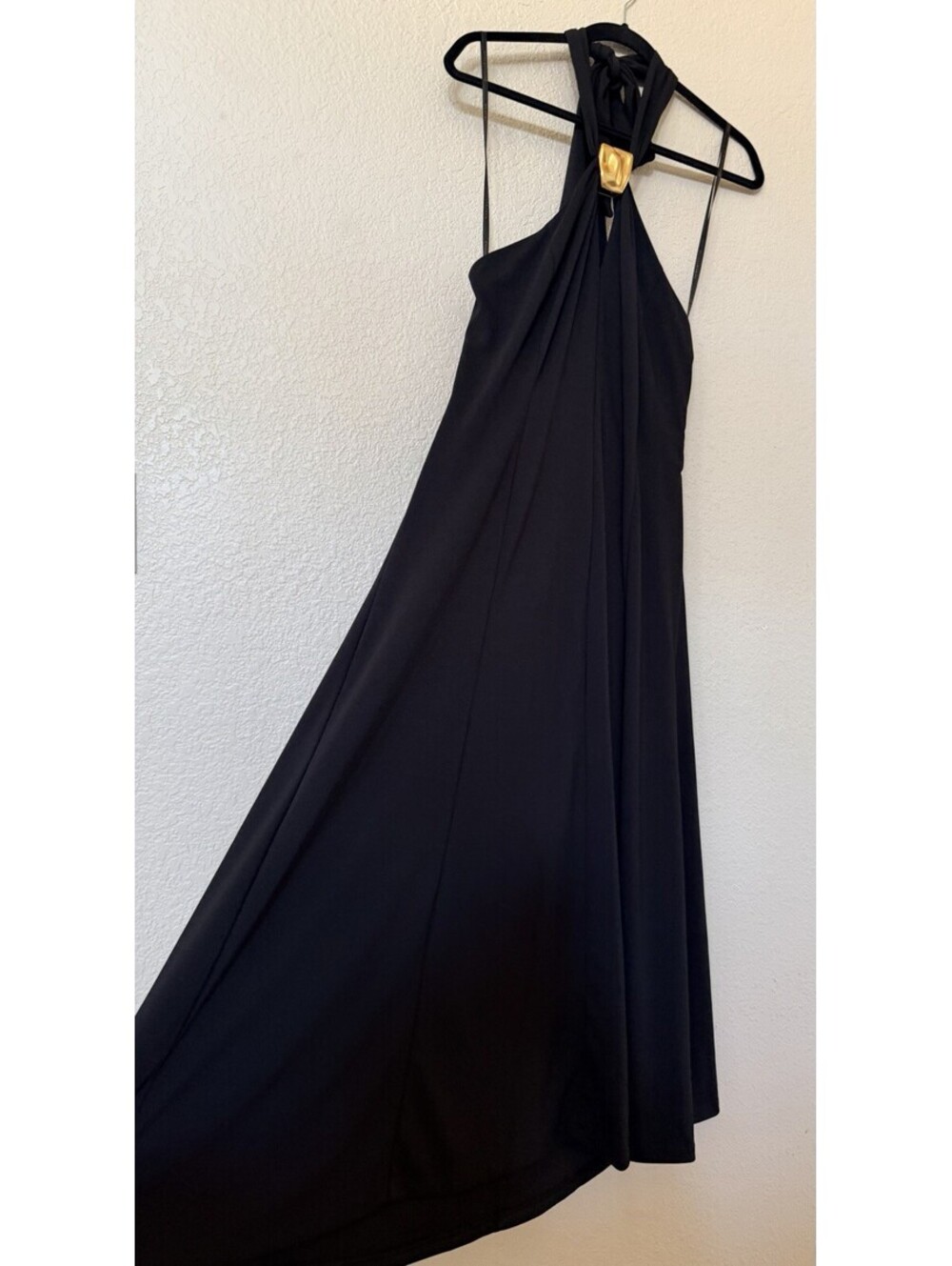 New Donna Karan Sleeveless Midi A-Line Halter Dress In Black Size 12 $199 - Picture 5 of 10